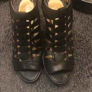 Naturalizer Black Caged Peep-Toe Heels